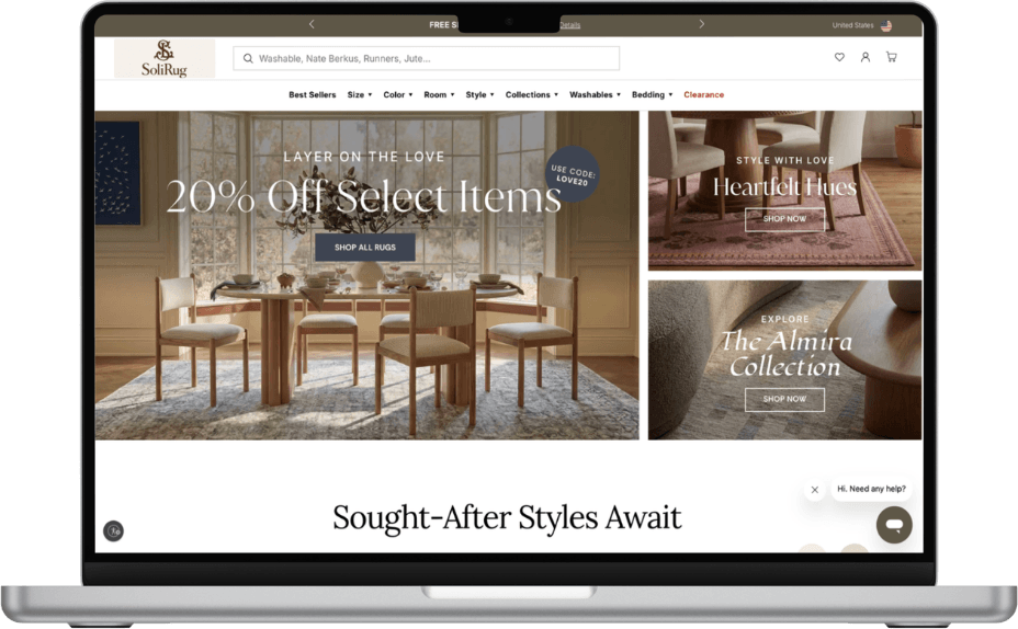 SoliRug Halı — masaüstü web sitesi önizlemesi