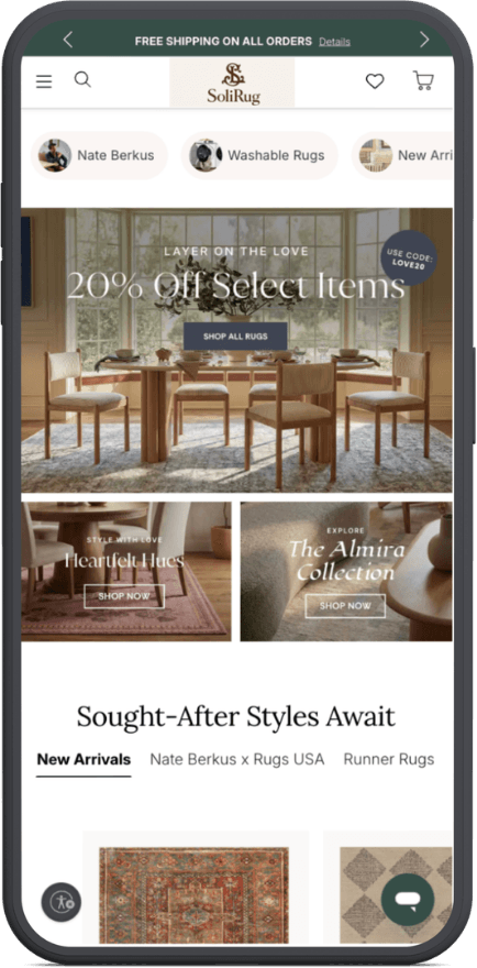 SoliRug Halı — mobil web sitesi önizlemesi